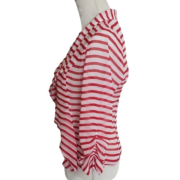 Stoosh Sheer Striped Red and White Blazer sz‎ M - Picture 3 of 4
